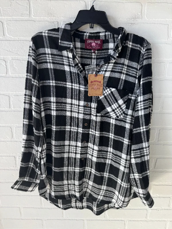 Understated Luxe Top Long Sleeve By Hippie Rose In Black & White, Size: M