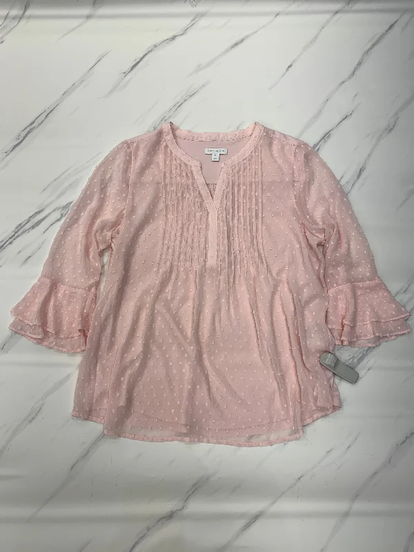 Vintage Polished Top Long Sleeve By Charter Club In Pink, Size: Lp