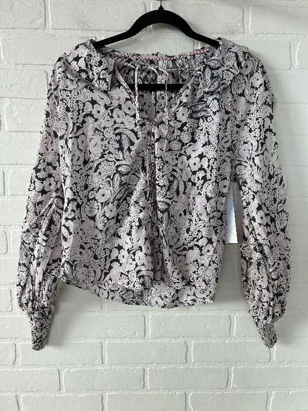 Casual Heritage Top Long Sleeve By Anthropologie In Grey & Pink, Size: Xsp