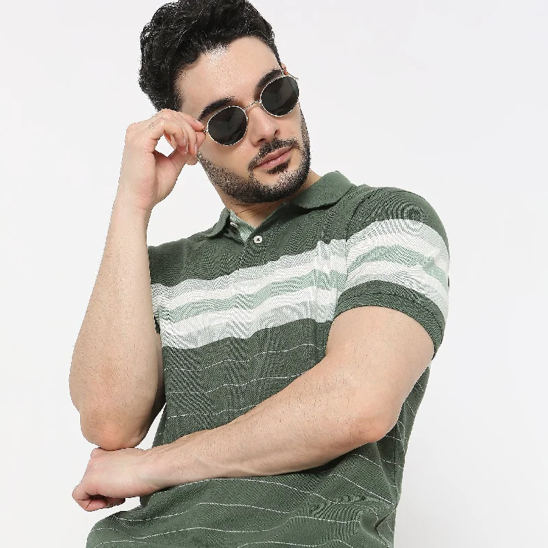 Effortless Minimalist Weekend Polo™ - Exclusive Stripes Pattern Regular Fit Polo T-Shirt