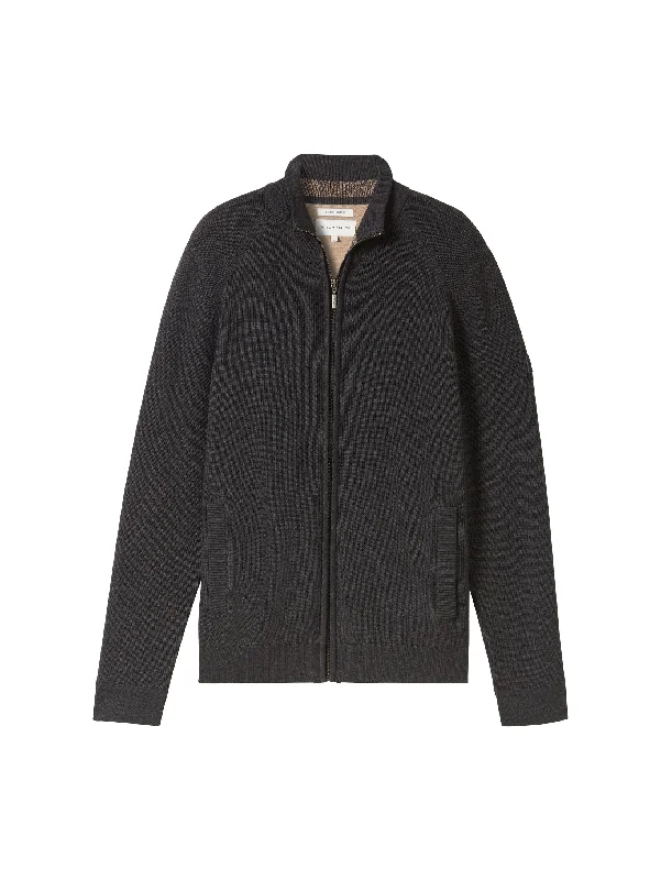 Retro Heritage Tom Tailor Structured Knitted Dark Grey Jacket