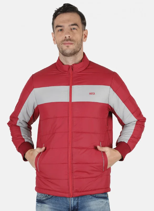 Retro Modern Men Red Solid Jacket