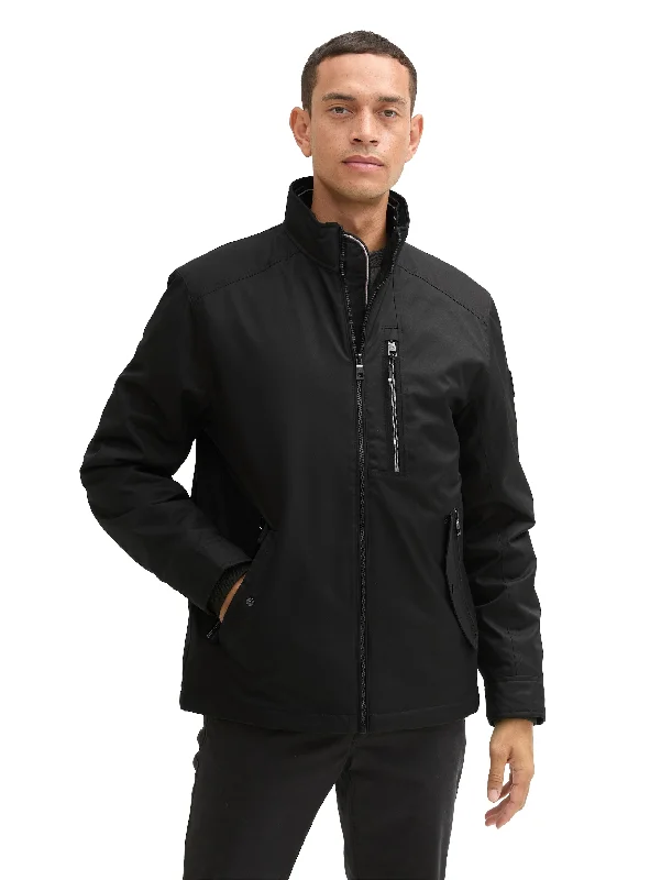 Smart Effortless Tom Tailor Black Jacket With Zip Pocket