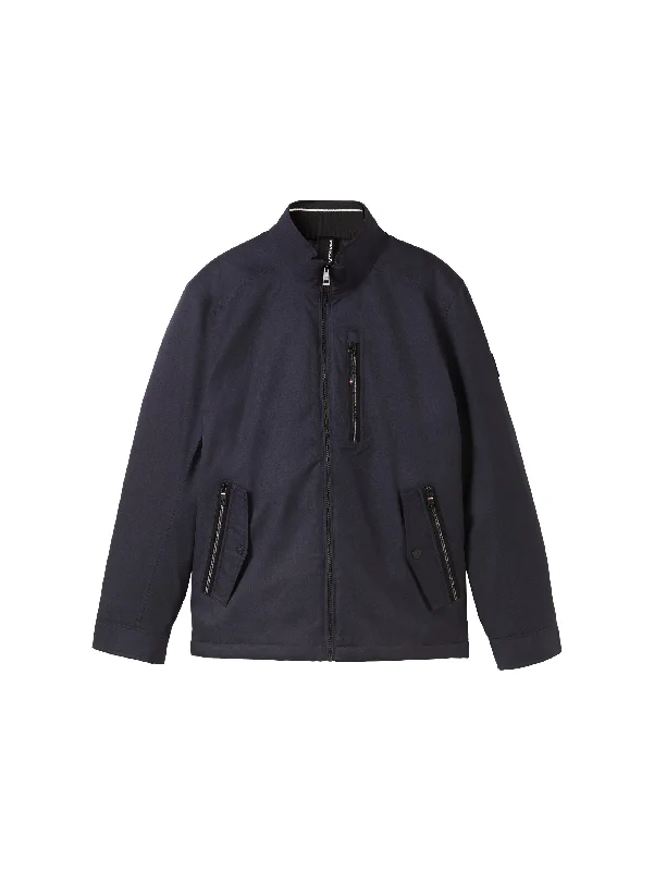 Modern Timeless Tom Tailor Navy Jacket With Zip Pocket