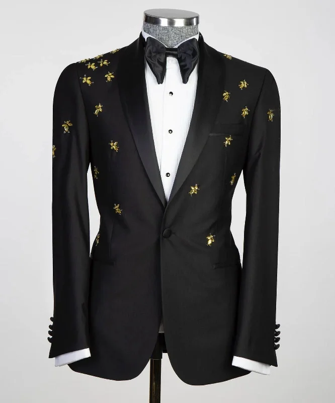 Polished Minimalist Men’s Black Tuxedo Suit