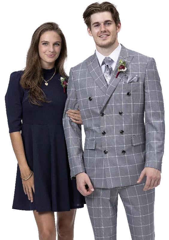 Sleek Monochrome Grey Three Piece Regular Fit Fashion Suit M2779