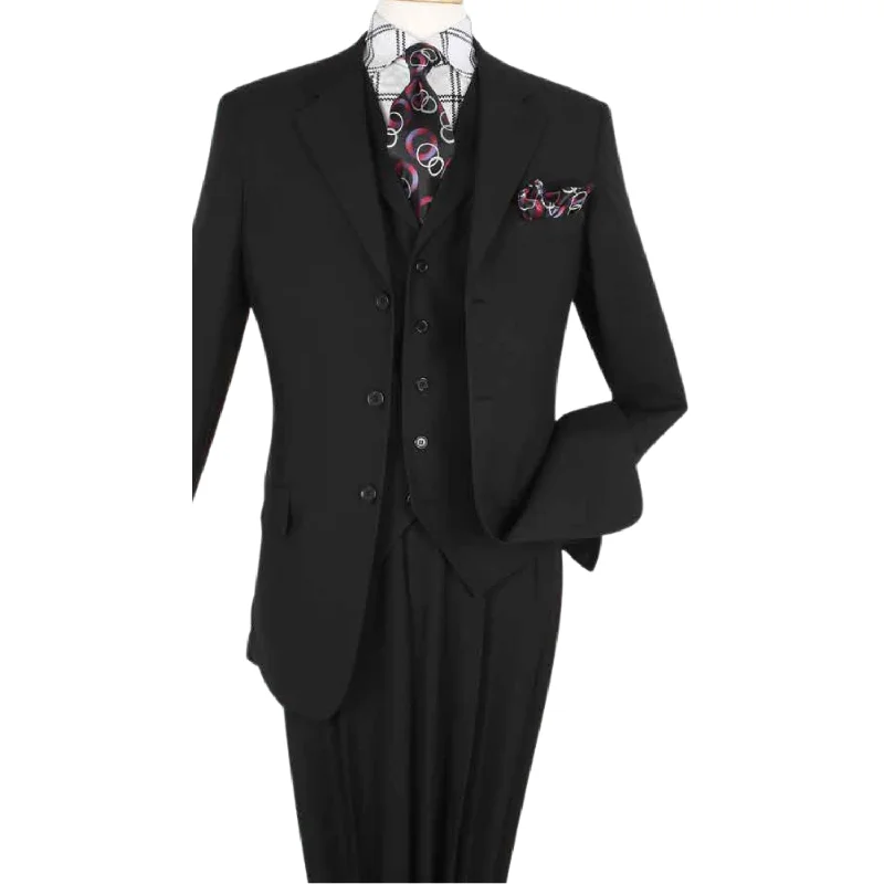 Effortless Cool Black Three Piece Fashion Suit P801