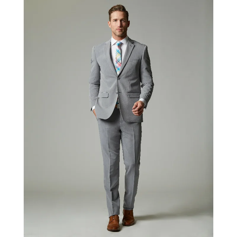 Chic Timeless Light Grey Tempo Stretch Slim Fit 1-Pant Suit