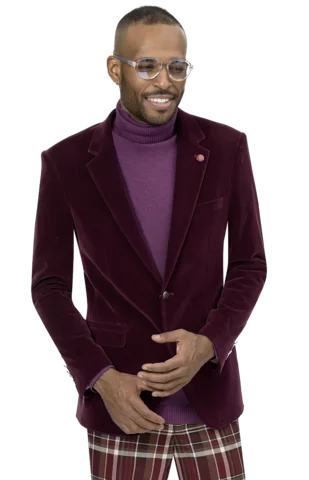 Casual Minimalist Burgundy Solid Velvet Blazer J134