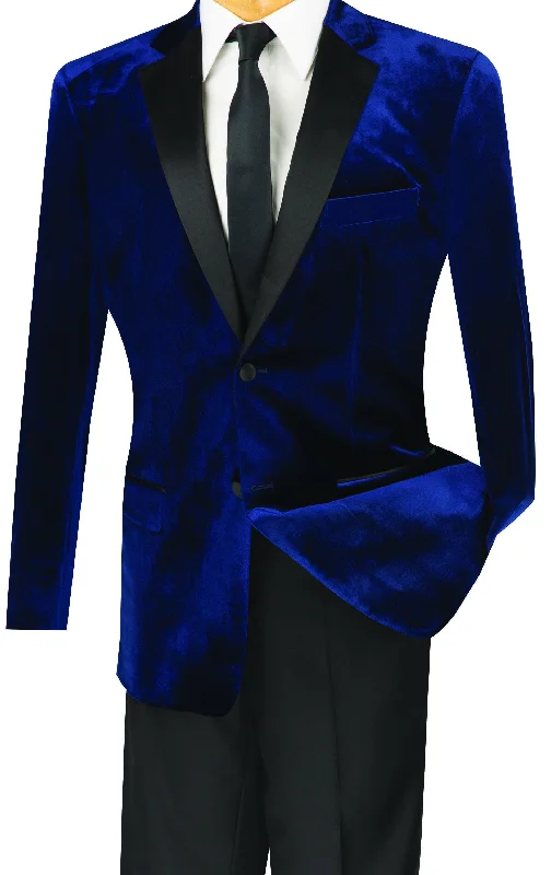 Relaxed Luxe Men's Slim Fit Velvet Tuxedo 2 Piece in Navy