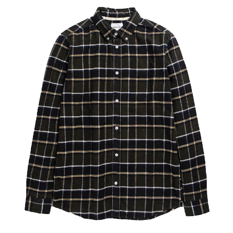 Norse Projects Anton Brushed Flannel Check Shirt Beech Green