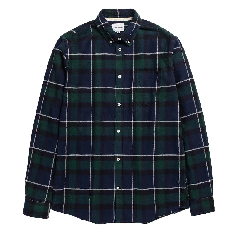 Norse Projects Anton Brushed Flannel Check Shirt Black Watch Check