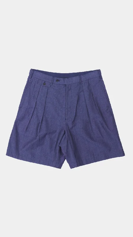 Indigo Cotton Linen Shorts