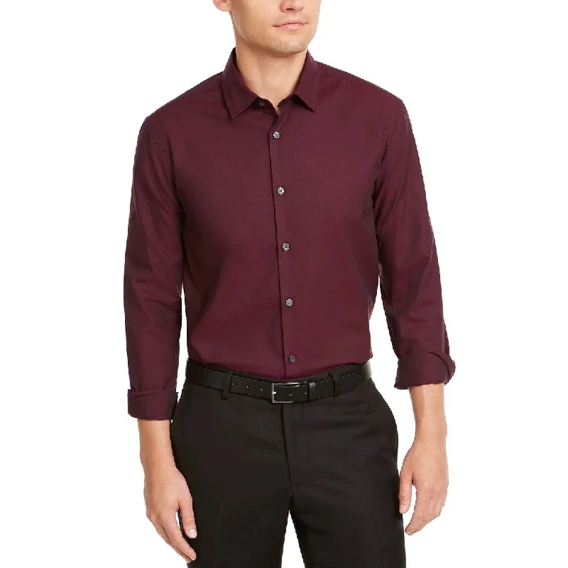 Alfani Men's Classic-Fit Solid Shirt Dark Red Size X-Large