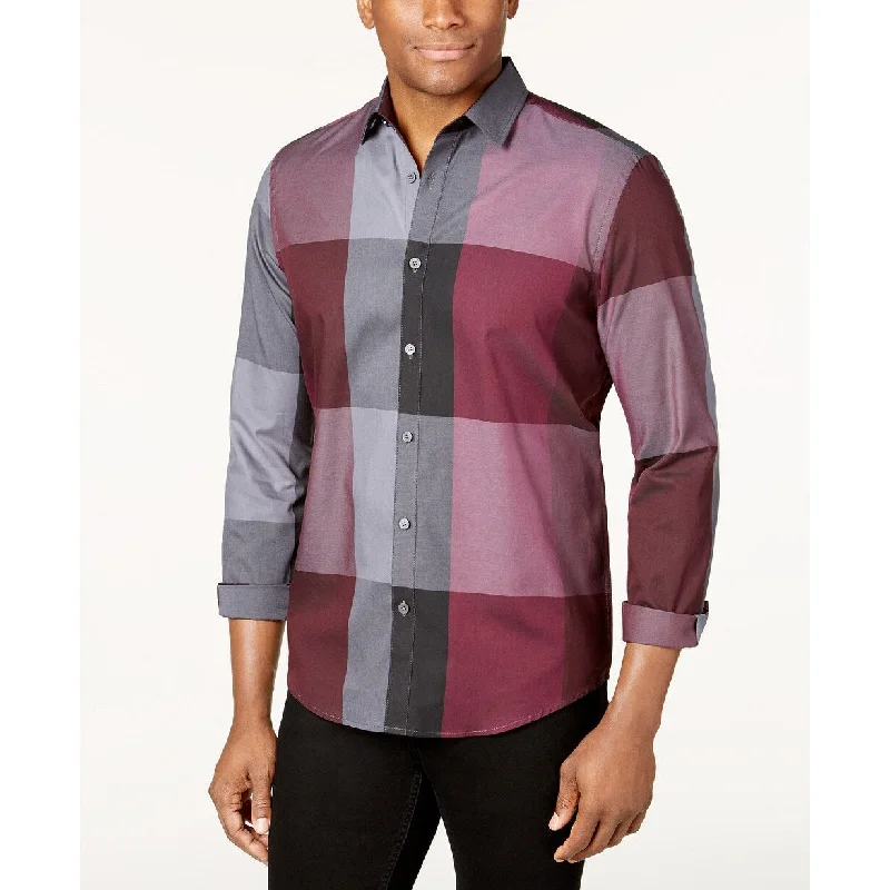 Alfani Men's Plaid Long-Sleeve Shirt Classic Fit Red Size Small