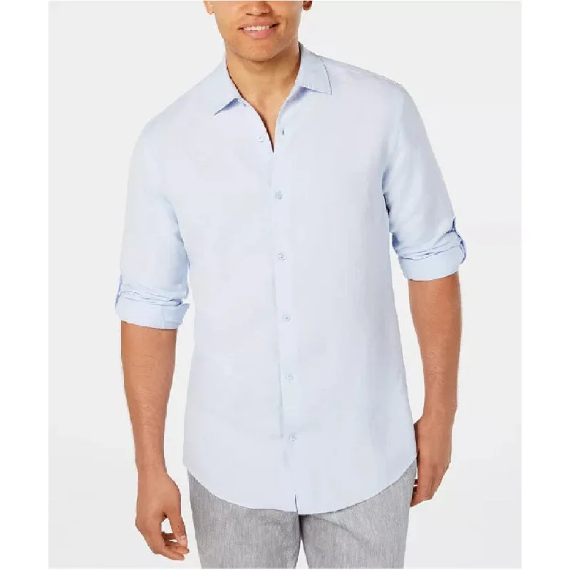 Alfani Men's Platoon Linen Shirt Blue Size 2 Extra Large