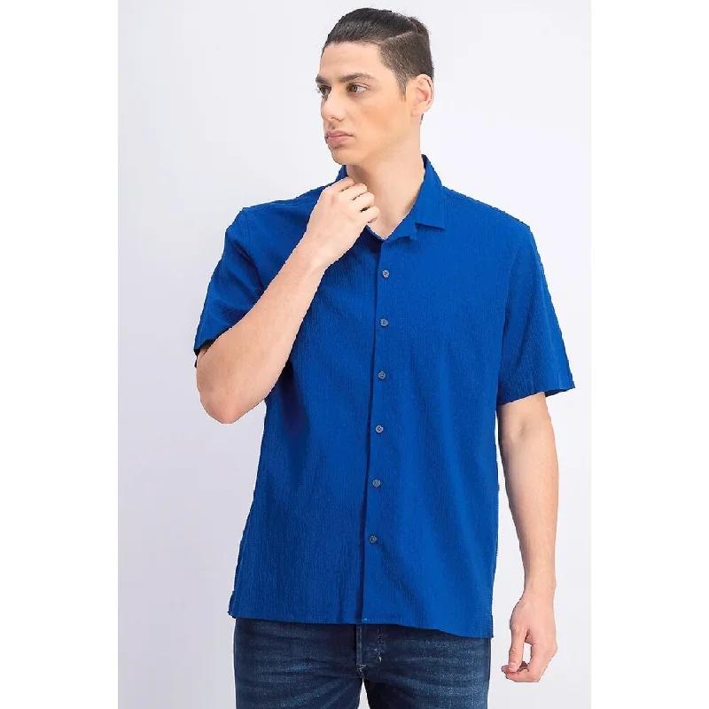 Alfani Men's Seersucker Shirt Blue Size Small