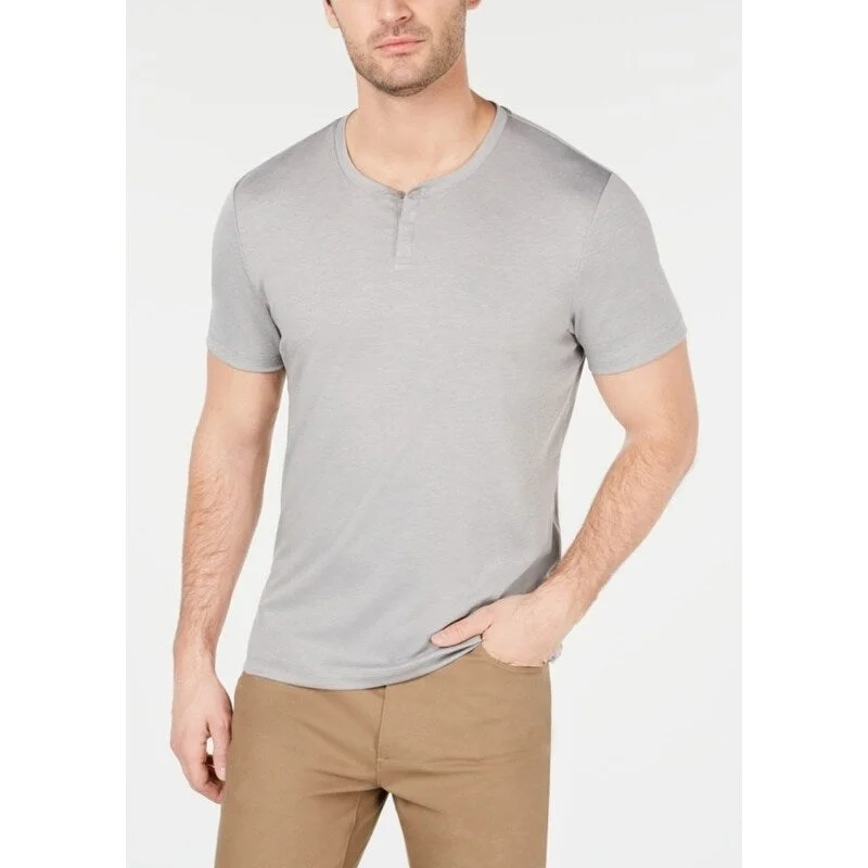 Alfani Men's Soft Touch Stretch Henley Gray Size Medium