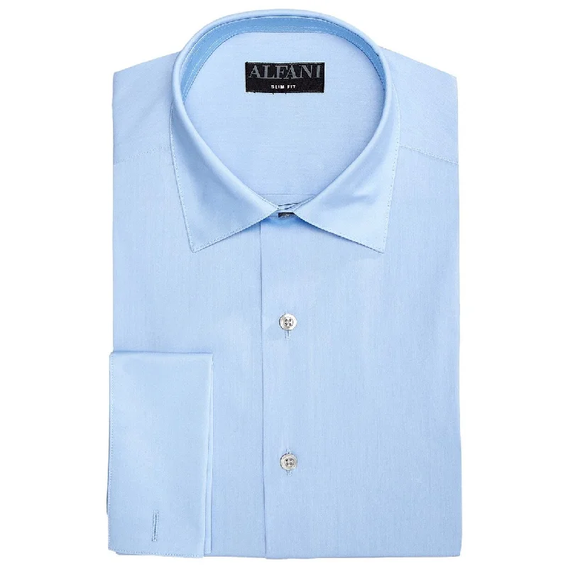 Alfani Men's Solid Athletic Fit Dress Shirt Blue Size 14-32-33