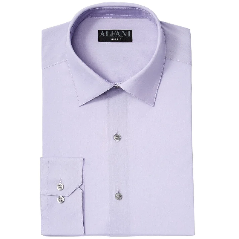 Alfani Men's Stretch Easy-Care Solid Dress Shirt Lilac Size 16x34-35