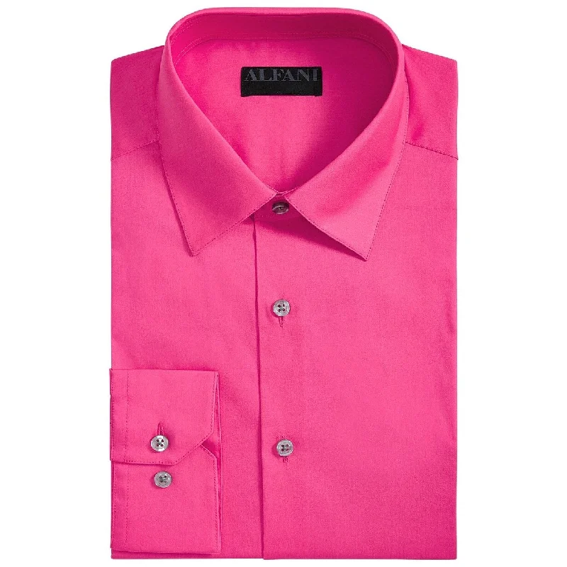 Alfani Men's Stretch Easy-Care Solid Dress Shirt Pink Size 16x34-35