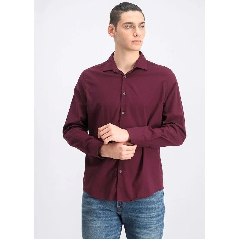 Alfani Men's Stretch Modern Solid Shirt Wine Size X-Large