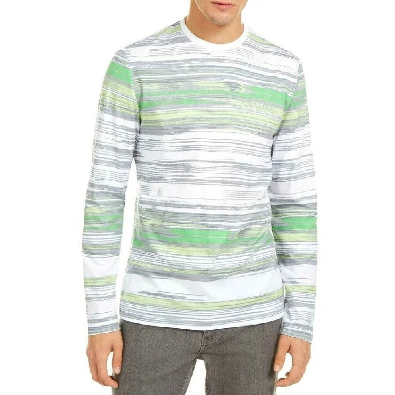 Alfani Men's Stripe T-Shirt Green Size Medium