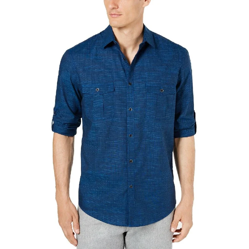 Alfani Men's Warren No Pocket Long Sleeve Shirt Blue Size Small