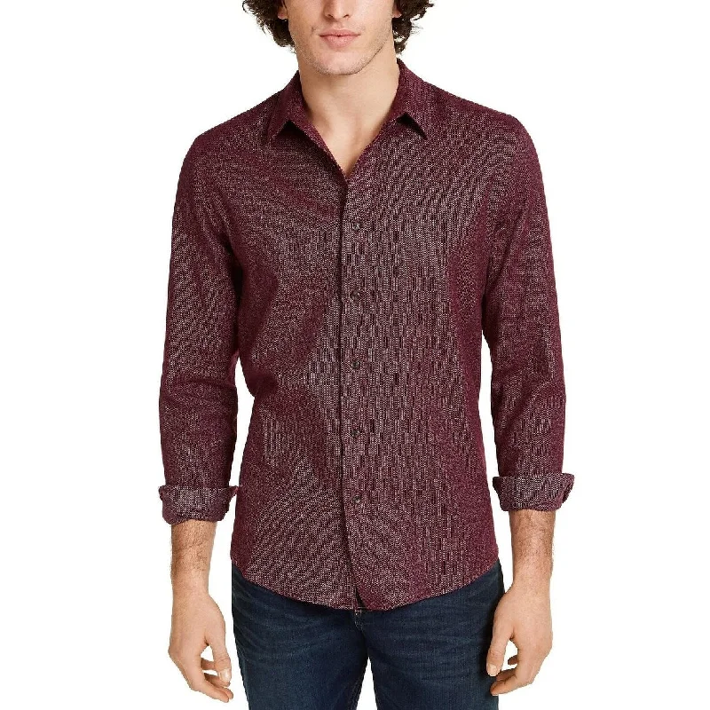 American Rag Men's Matt Regular-Fit Brushed Twill Shirt Red Size Medium