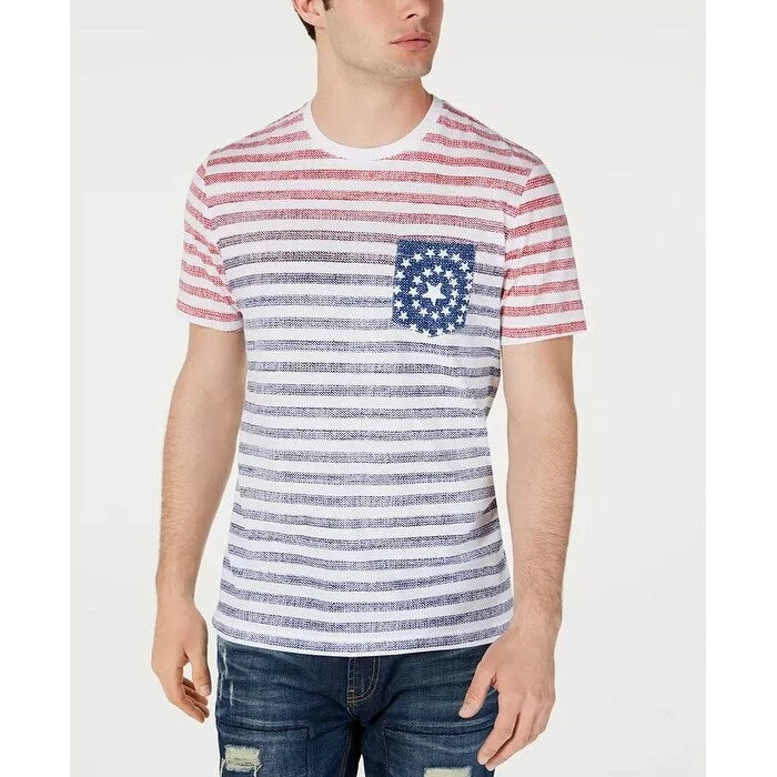 American Rag Men's Tonal Striped Pocket T-Shirt Red Size Medium