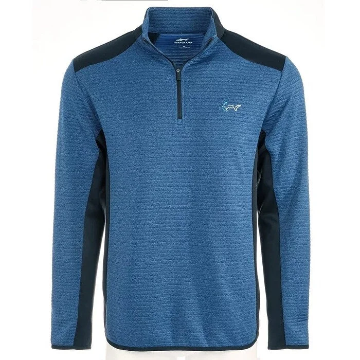 Attack Life by Greg Norman Men's Ottoman Quarter-Zip Shirt Dark Blue Size XX-Large