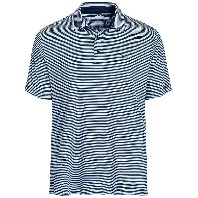 Attack Life By Greg Norman Men's Regular Fit Performance Stretch Feeder Stripe Polo Blue Size Small