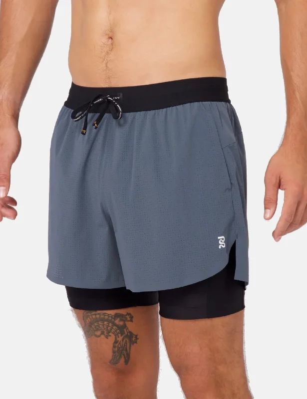 Bandit Vento Men's 4" 2-in-1 Shorts - Storm Grey