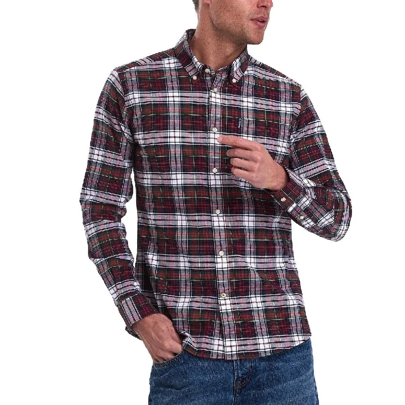 Barbour Men's Highland Check 11 Tailored Fit Button-Down Shirt Red Size Medium