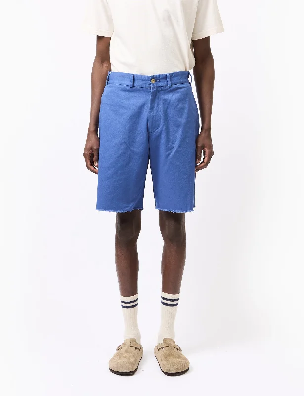 Beams Plus Cut-Off Garment Dye Shorts (Cotton Twill) - Blue