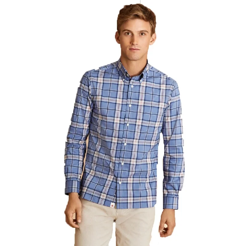 Brooks Brothers Men's Performance Series Plaid Poplin Shirt Blue Size Medium