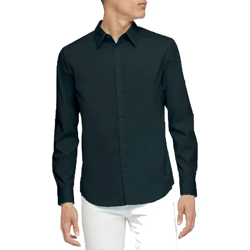 Calvin Klein Men's Slim-Fit Stretch Solid Shirt Black Size X-Small