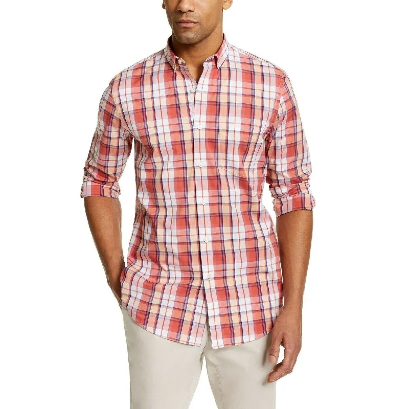 Club Room Men's Simon Stretch Plaid Shirt Red Combo Size Extra Large