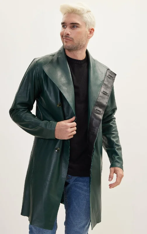 Genuine Leather Rebel Jacket - Green Black