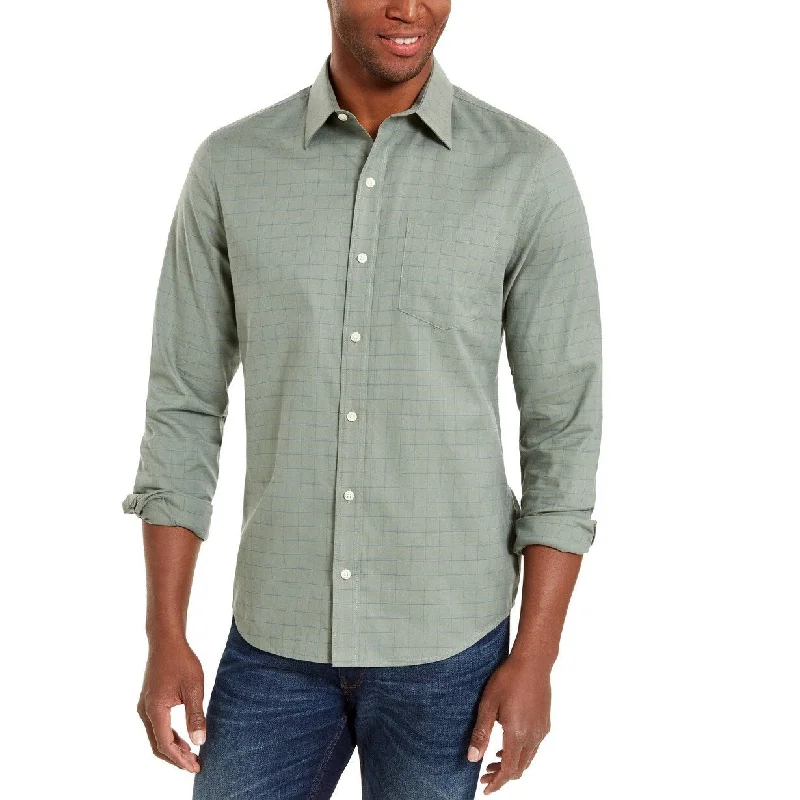 DKYN Men's Windowpane Shirt Agave Green Size Small