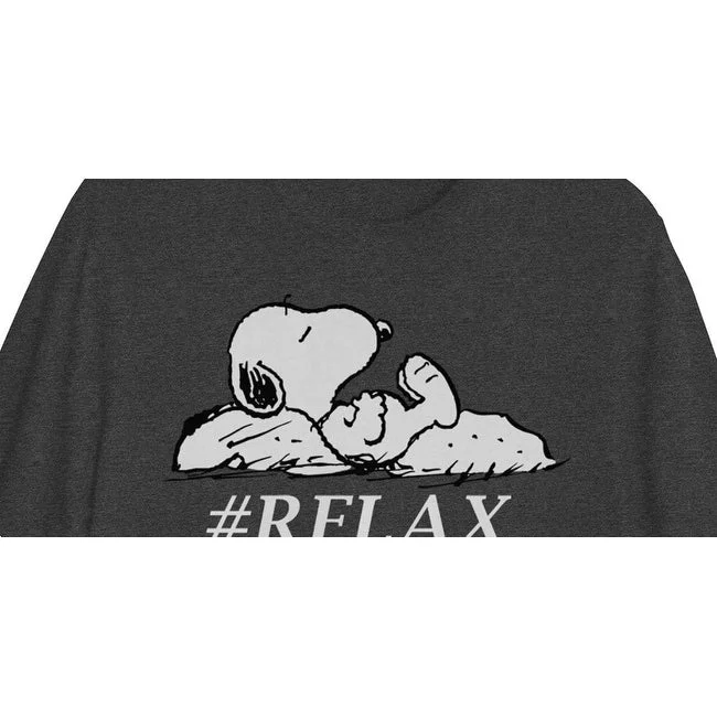 Hybrid Men's Snoopy Relax Graphic Short Sleeves T-Shirt Dark Gray Size Small