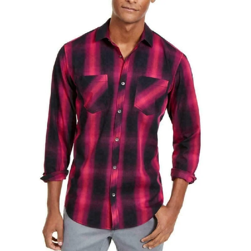 INC International Concepts Men's Leo Plaid Shirt Pink Size Large - Medium