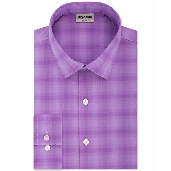 Kenneth Cole Reaction Men's All Day Dress Shirt Purple Size 15X32-33