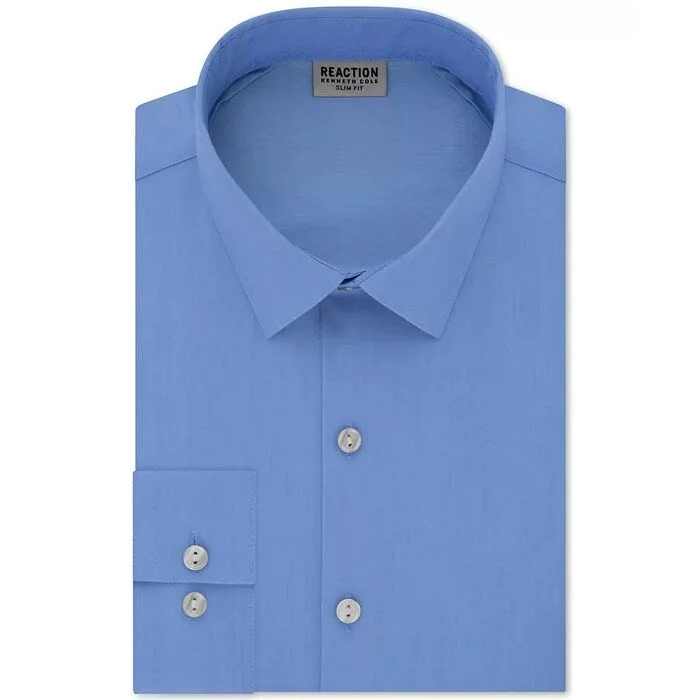 Kenneth Cole Reaction Men's Slim-Fit All Day Flex Performance Stretch Solid Dress Shirt Bright Blue Size 16X34-35