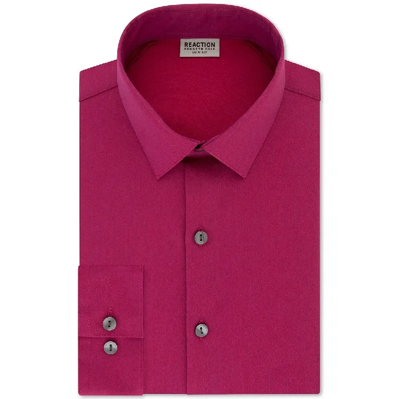 Kenneth Cole Reaction Men's Slim-Fit All Day Flex Solid Dress Shirt Dark Pink Size 32X33