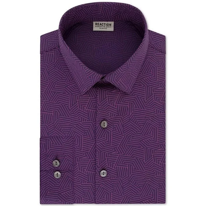 Kenneth Cole Reaction Men's Slim-Fit Stretch Performance Dress Shirt Purple Size 18X34-35