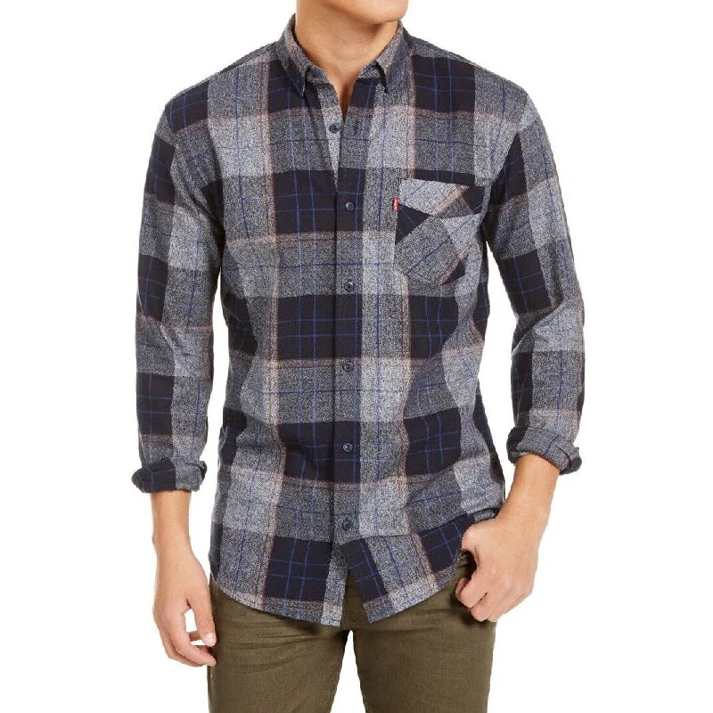 Levi's Men's Booth Regular-Fit Plaid Flannel Shirt Gray Size Large