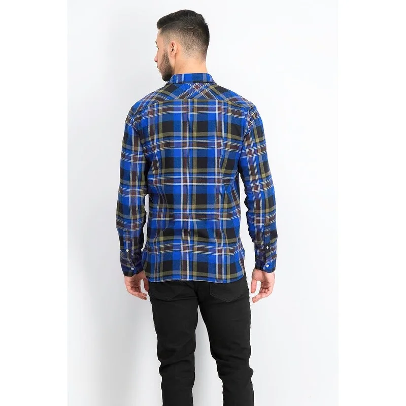 Levi's Men's Dual Pocket Plaid Flannel Shirt Blue Size Extra Large