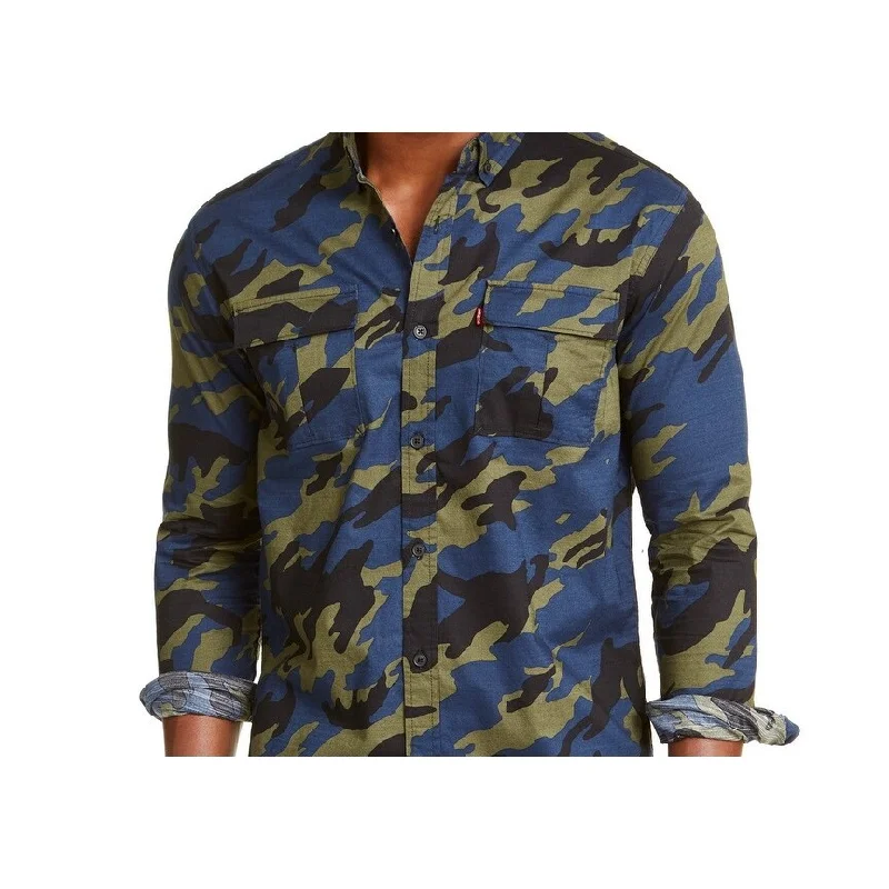 Levi's Men's Newski Camouflage Shirt Green Size Xx Large