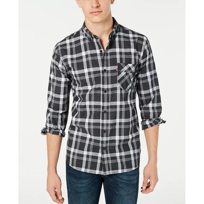 Levi's Men's Reese Plaid Shirt Grey Size Medium